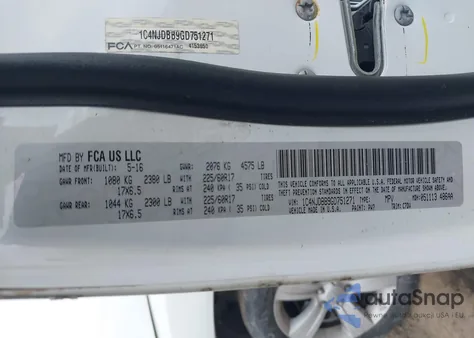 2016 Jeep Compass Sport из США, поврежденный, VIN 1C4NJDBB9GD751271